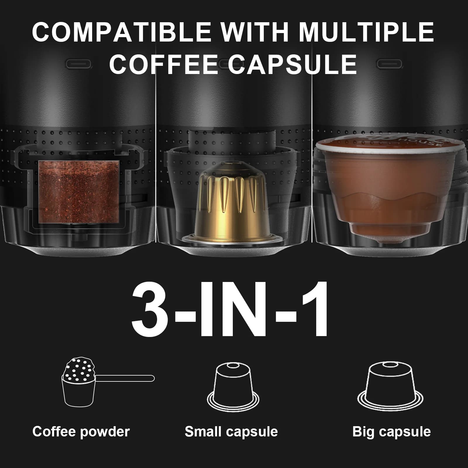 เครื่องชงกาแฟเอสเปรสโซแบบพกพา 3-in-1