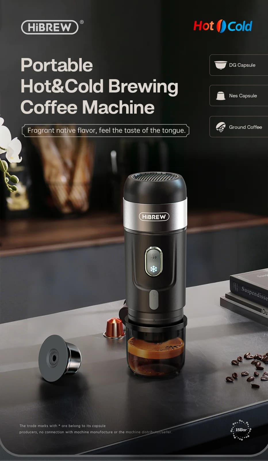 เครื่องชงกาแฟแบบพกพา สำหรับแคปซูลและกาแฟบด