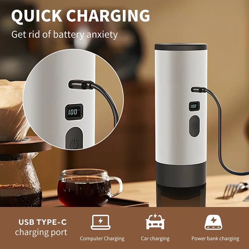 เครื่องชงกาแฟไฟฟ้าแบบพกพา 7800mAh